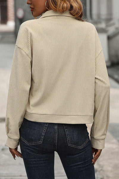 Cropped Cordhemdjacke | Strukturierte Textur | Elegant & Lässig