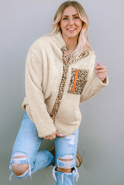 Fleecejacke mit Leoparden-Details | Kuschelig & Modisch | Vielseitig Tragbar