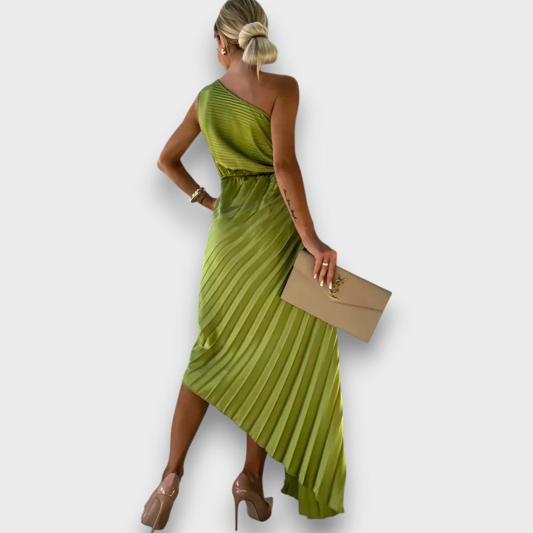 Lunelle – Asymmetrisches Kleid mit Rosendetail