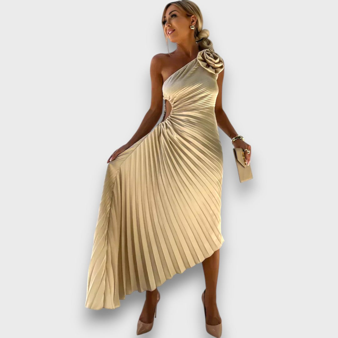 Lunelle – Asymmetrisches Kleid mit Rosendetail