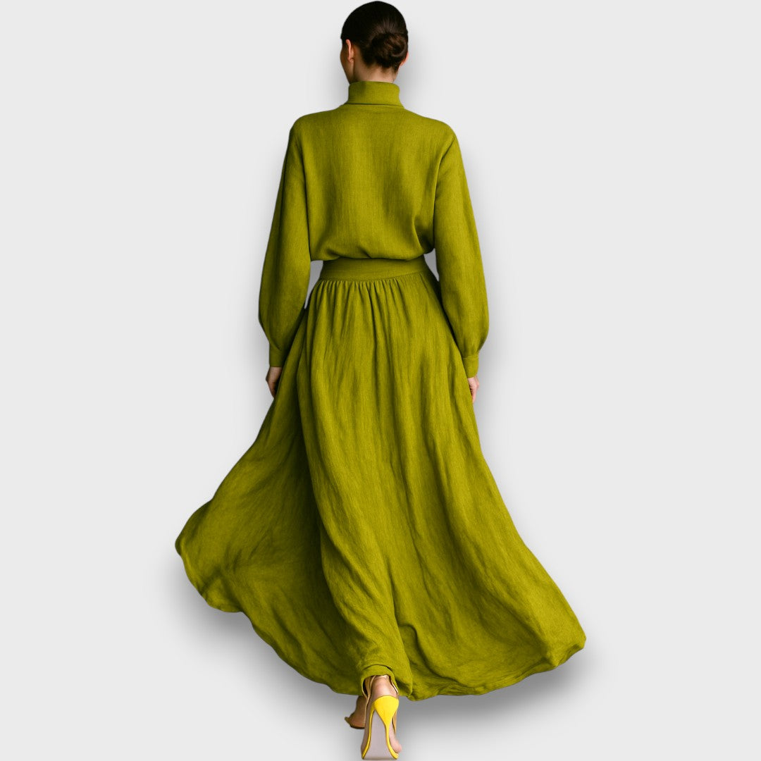 Marvella – Grünes Set mit hohem Kragen