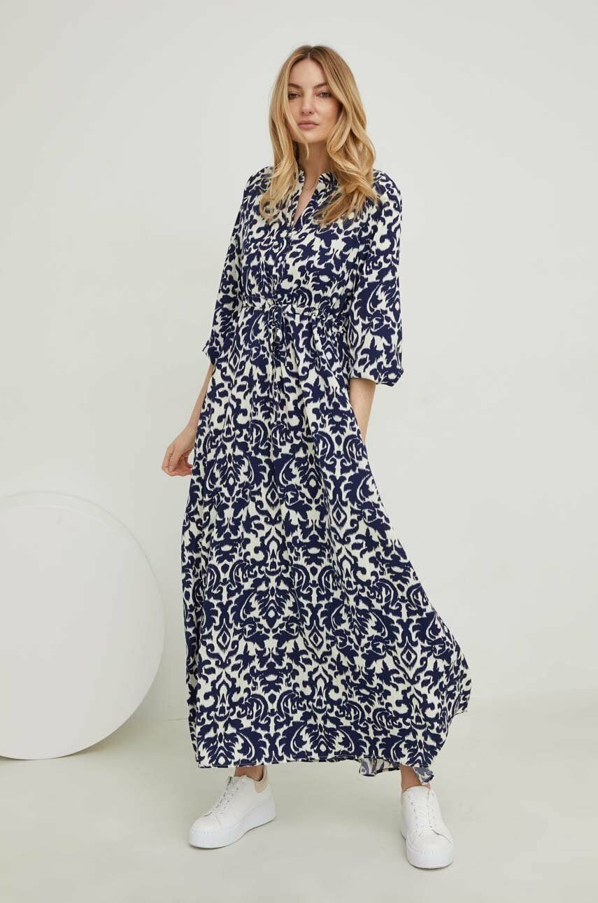 Avelena | Bedrucktes Midi-Hemdkleid mit Kordelzug