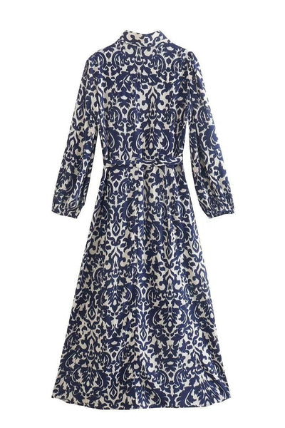 Avelena | Bedrucktes Midi-Hemdkleid mit Kordelzug