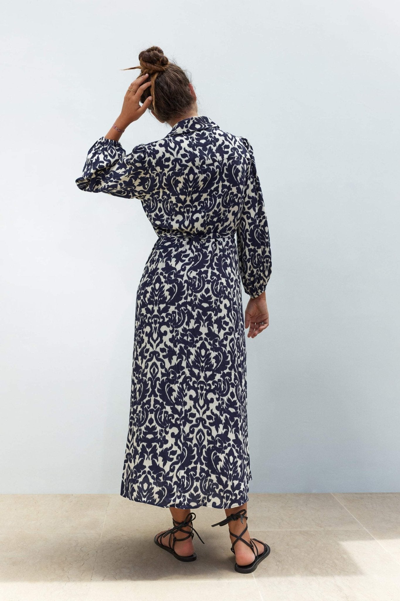 Avelena | Bedrucktes Midi-Hemdkleid mit Kordelzug