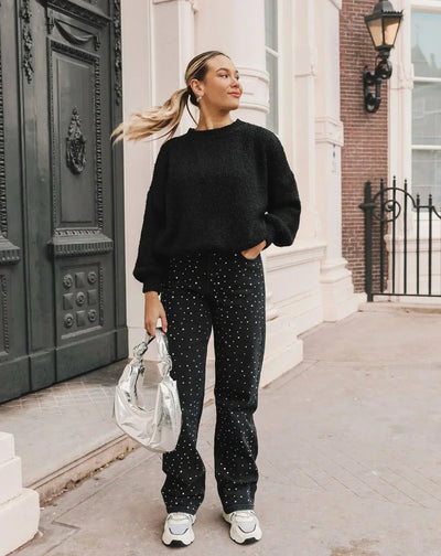 Glitzer-Jeans | Strahlender Look | Gerade Passform