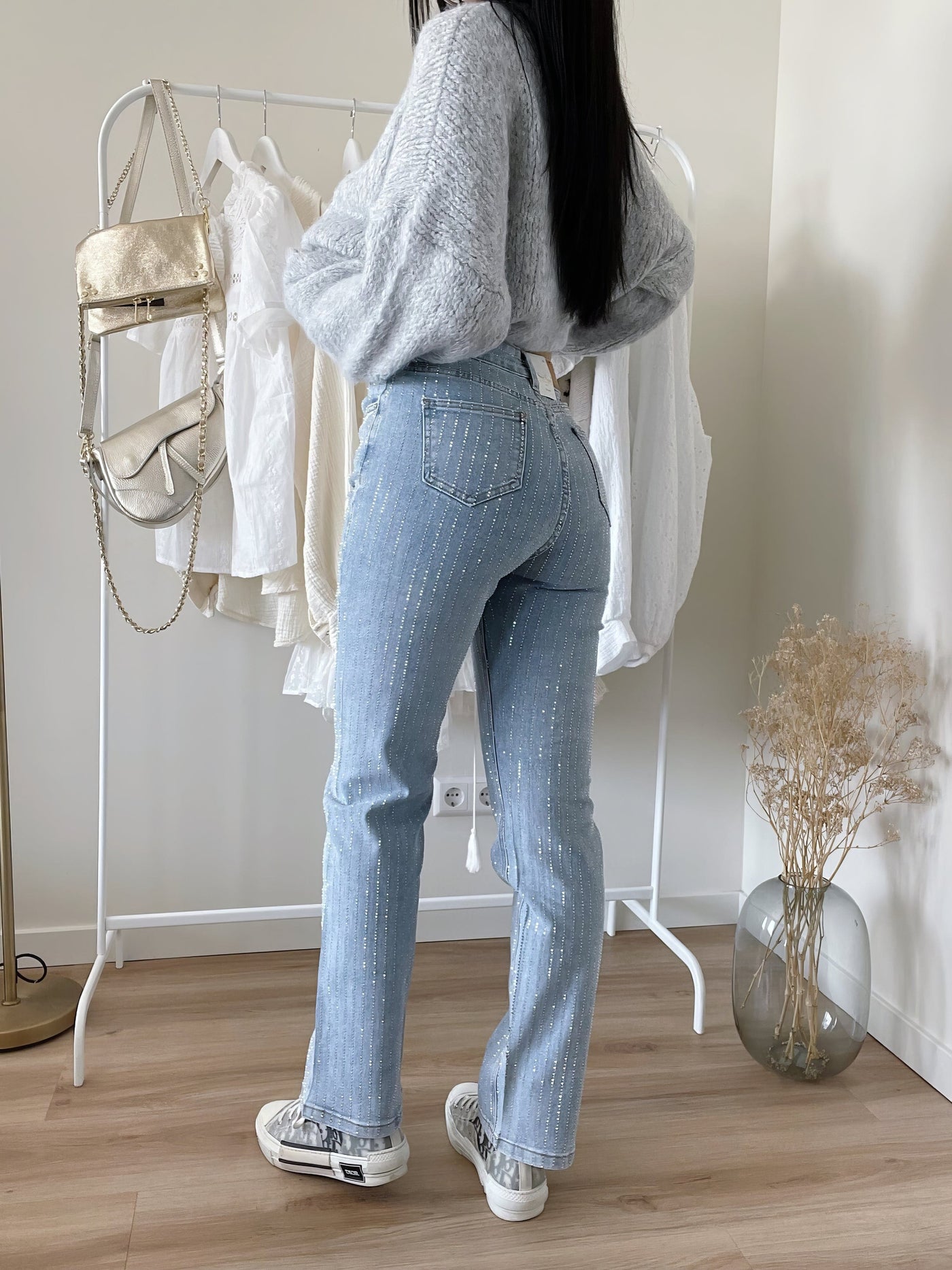 Glitzer-Jeans | Strahlender Look | Gerade Passform