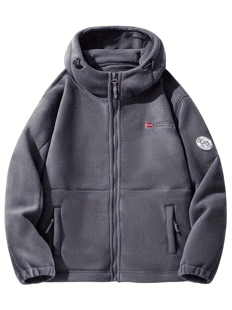 Avelena | Outdoor-Fleece Gefütterte Kapuzenjacke für Männer Polyester