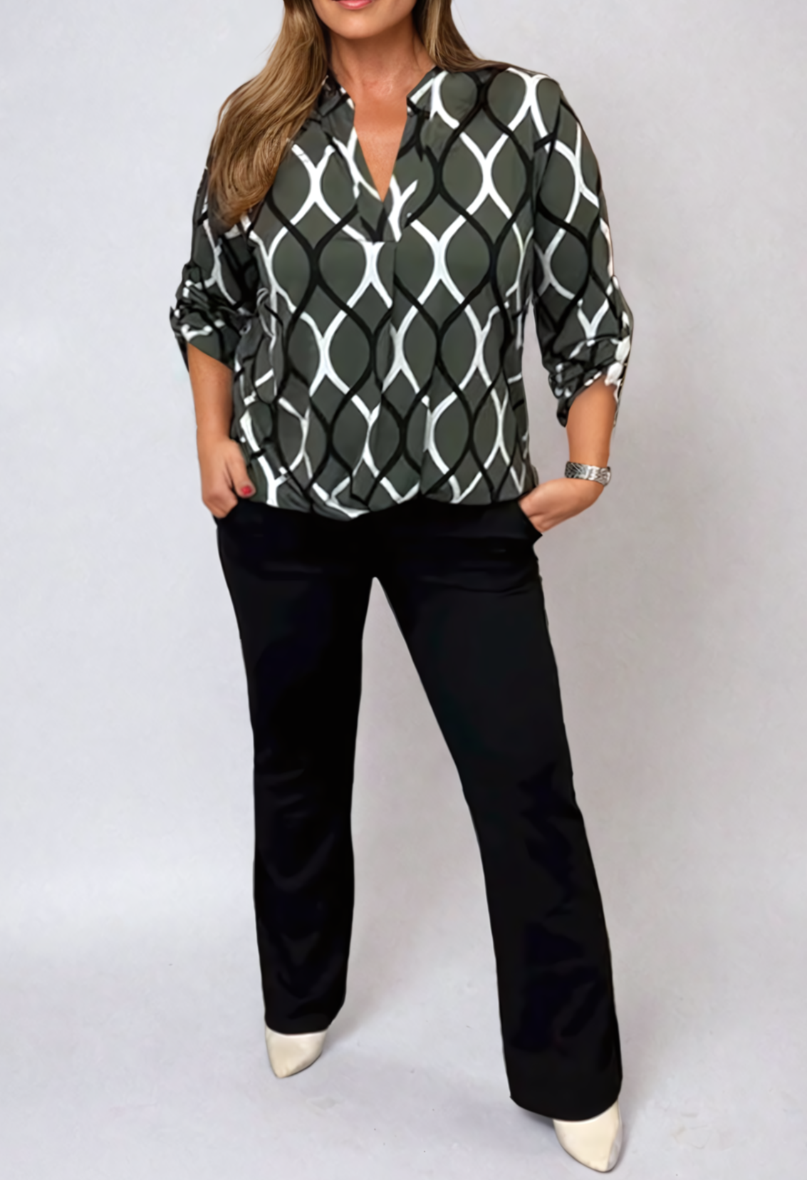 Bluse mit geometrischem Muster | Elegant und Vielseitig | Lockere Passform