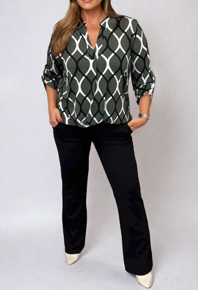 Bluse mit geometrischem Muster | Elegant und Vielseitig | Lockere Passform