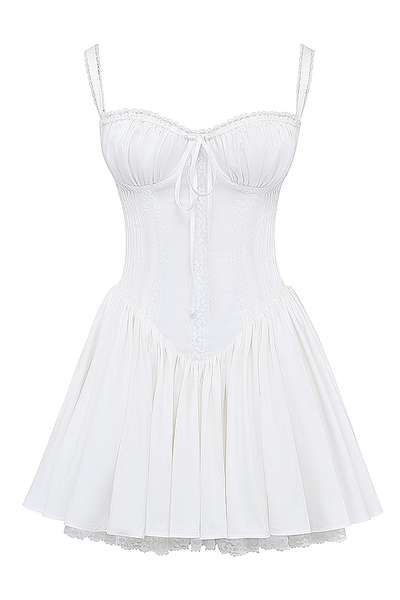 Romantisches Korsett-Minikleid mit Trägern und Rüschendetails