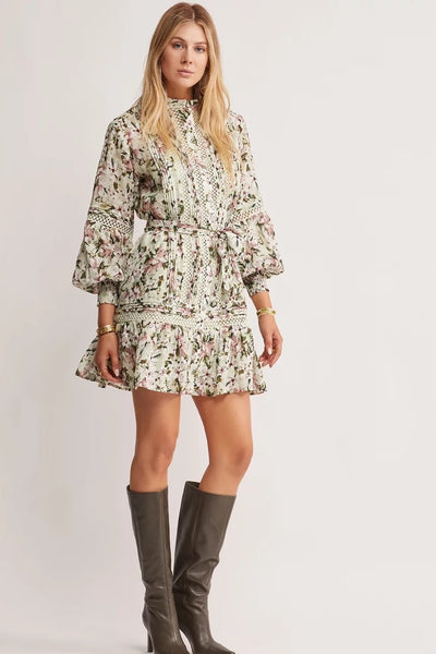 Avelena | Bedrucktes Minikleid mit Gürtel