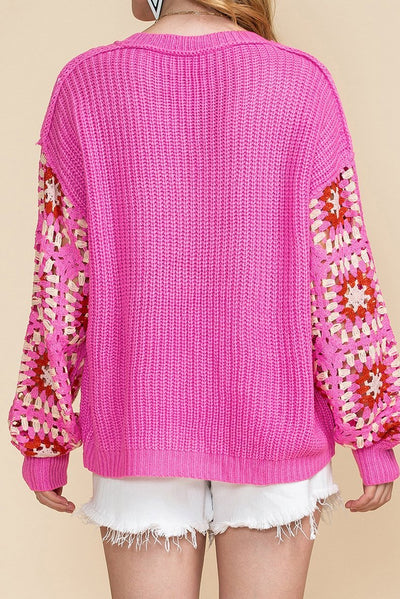 Avelena | Gehäkelter Pullover mit V-Ausschnitt