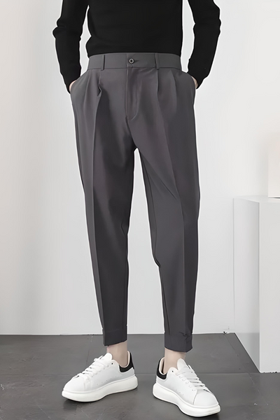 Ansel | Herren High Waist Hose | Weiß Stoffhose