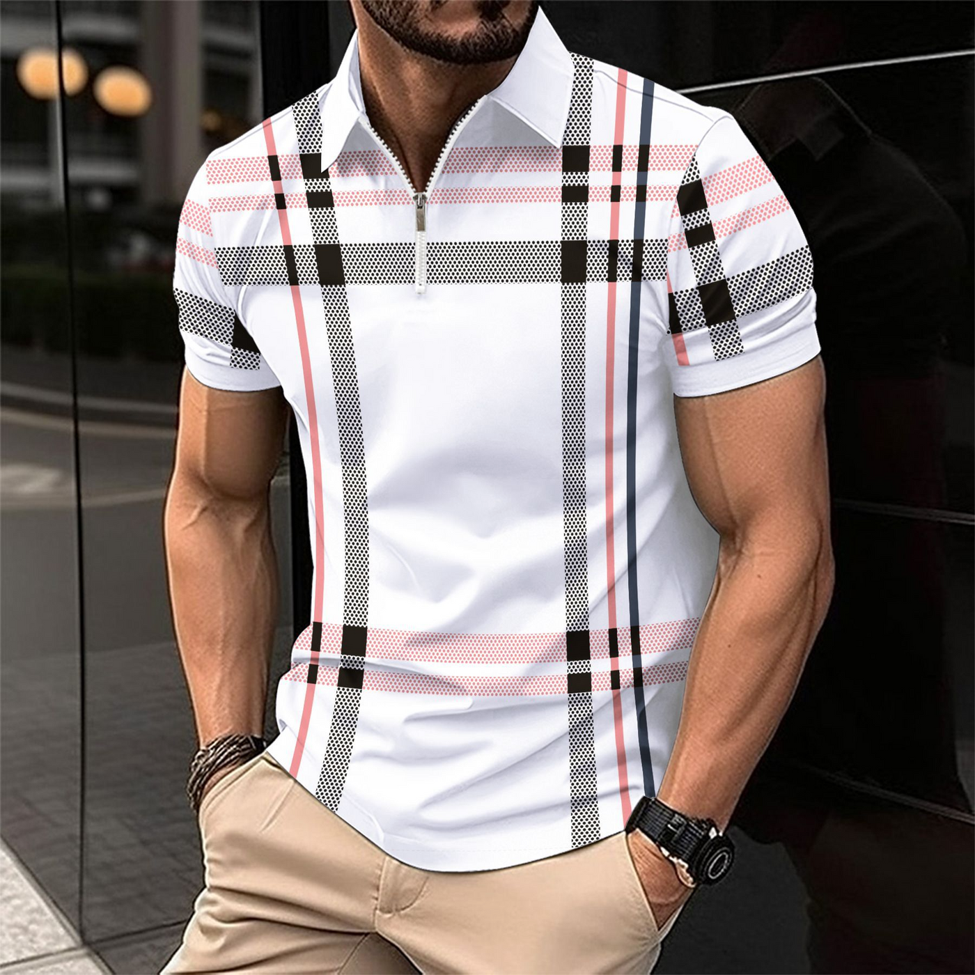 Alden | Herren Kurzarm Poloshirt | Gestreiftes