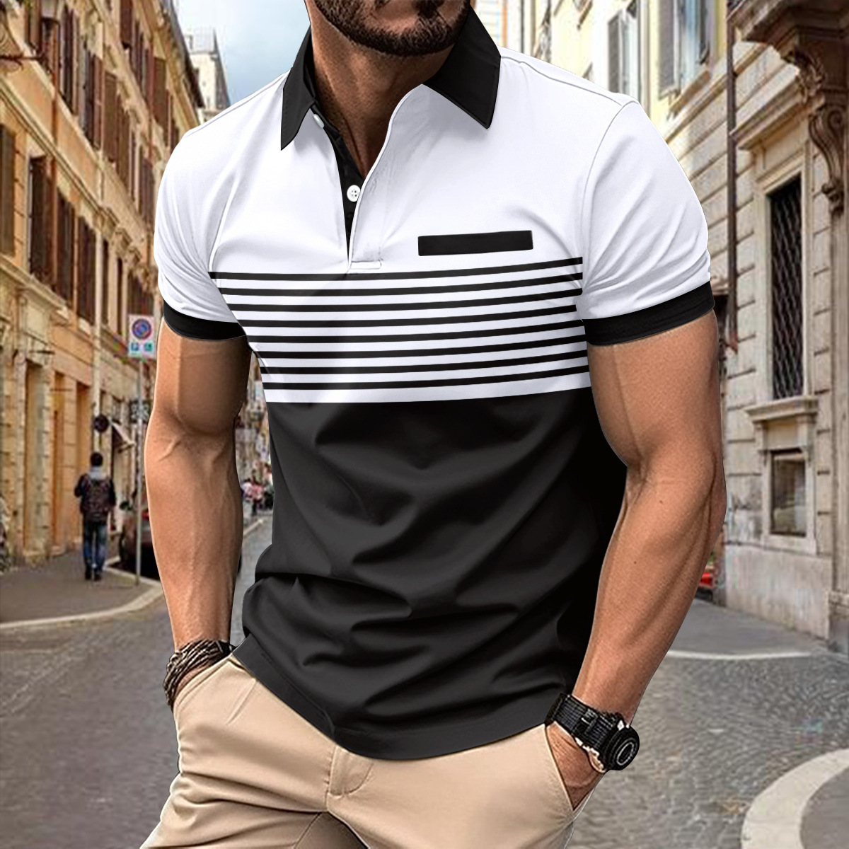 Carlo | Herren Kurzarm Poloshirt | Gestreiftes