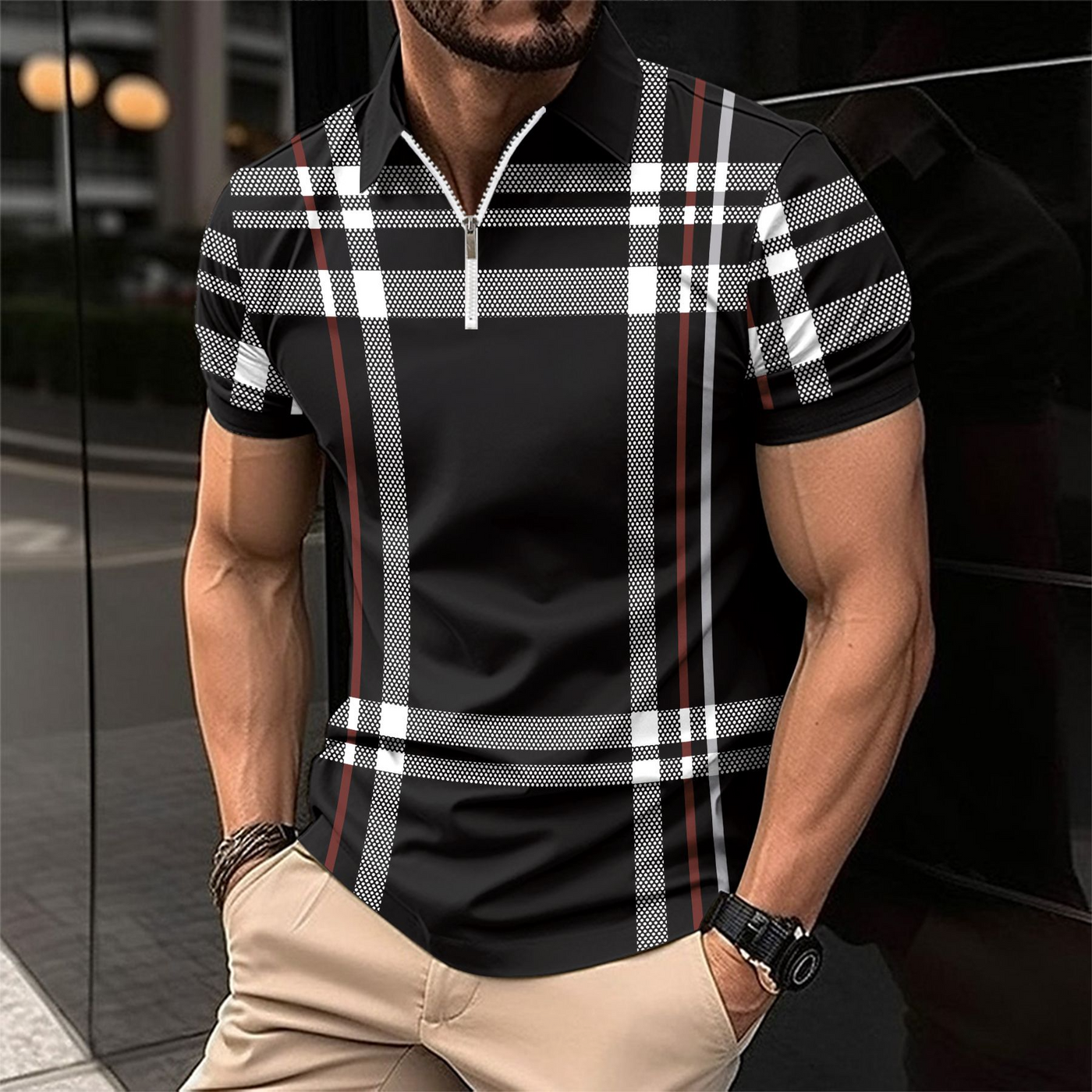 Alden | Herren Kurzarm Poloshirt | Gestreiftes