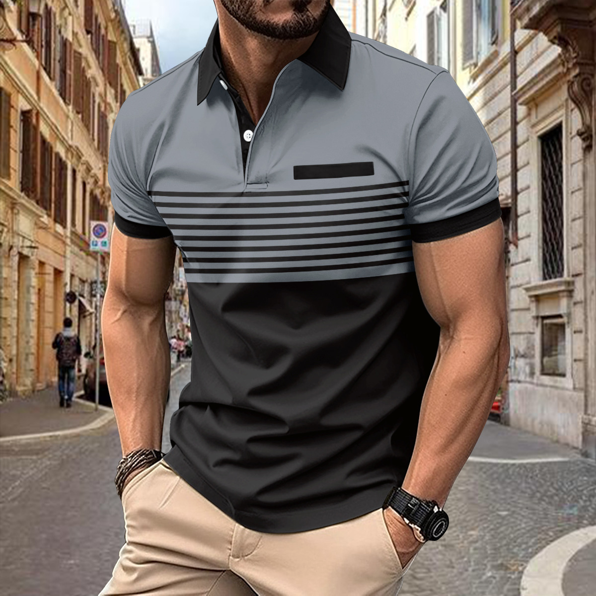 Carlo | Herren Kurzarm Poloshirt | Gestreiftes