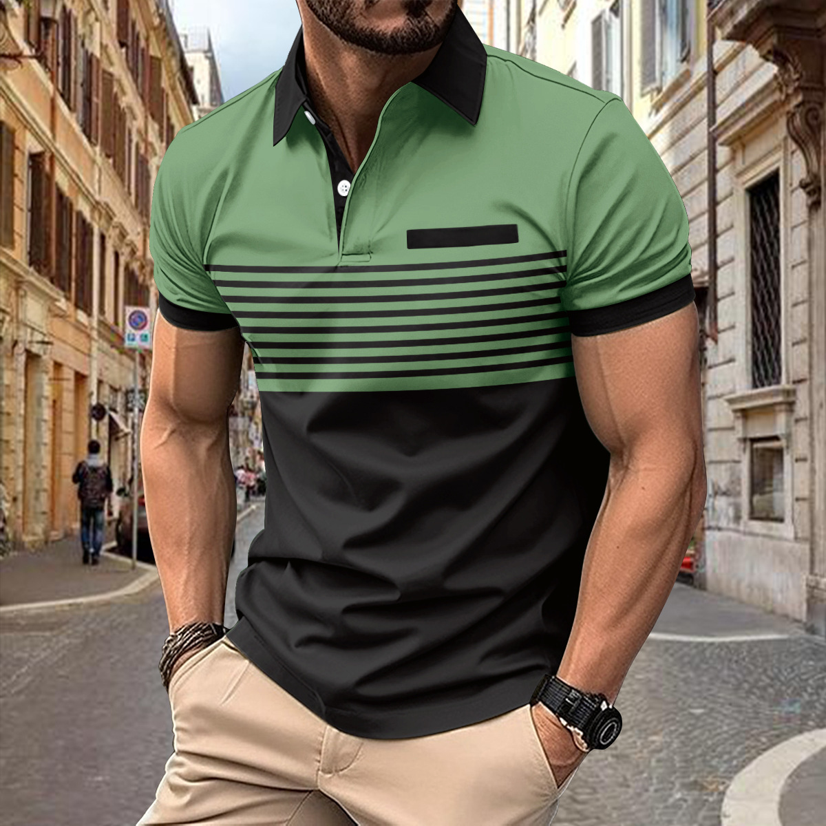 Carlo | Herren Kurzarm Poloshirt | Gestreiftes