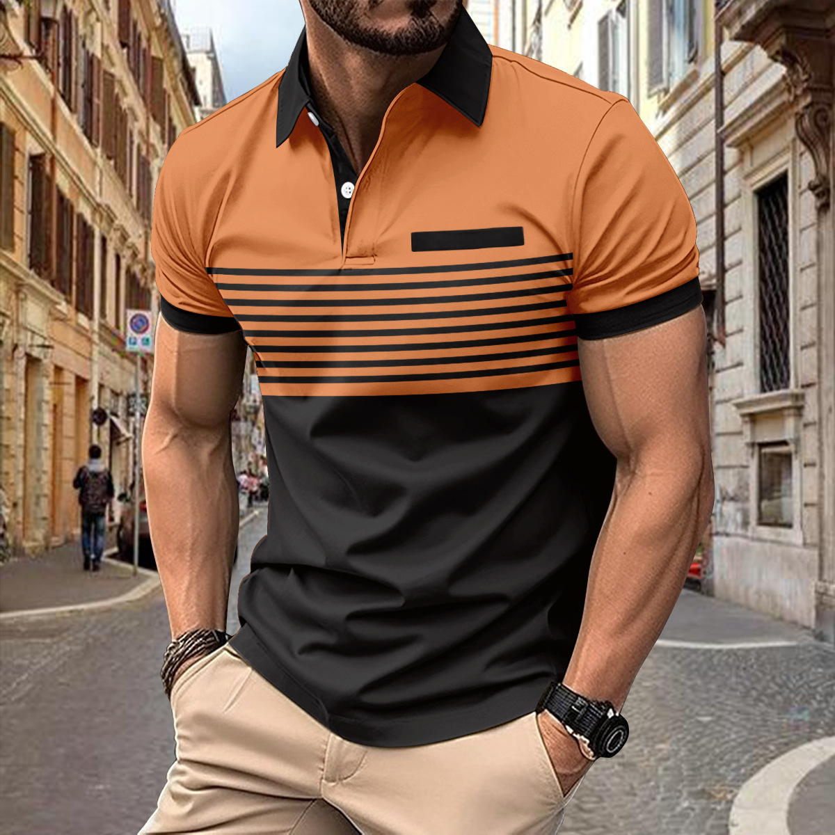 Carlo | Herren Kurzarm Poloshirt | Gestreiftes