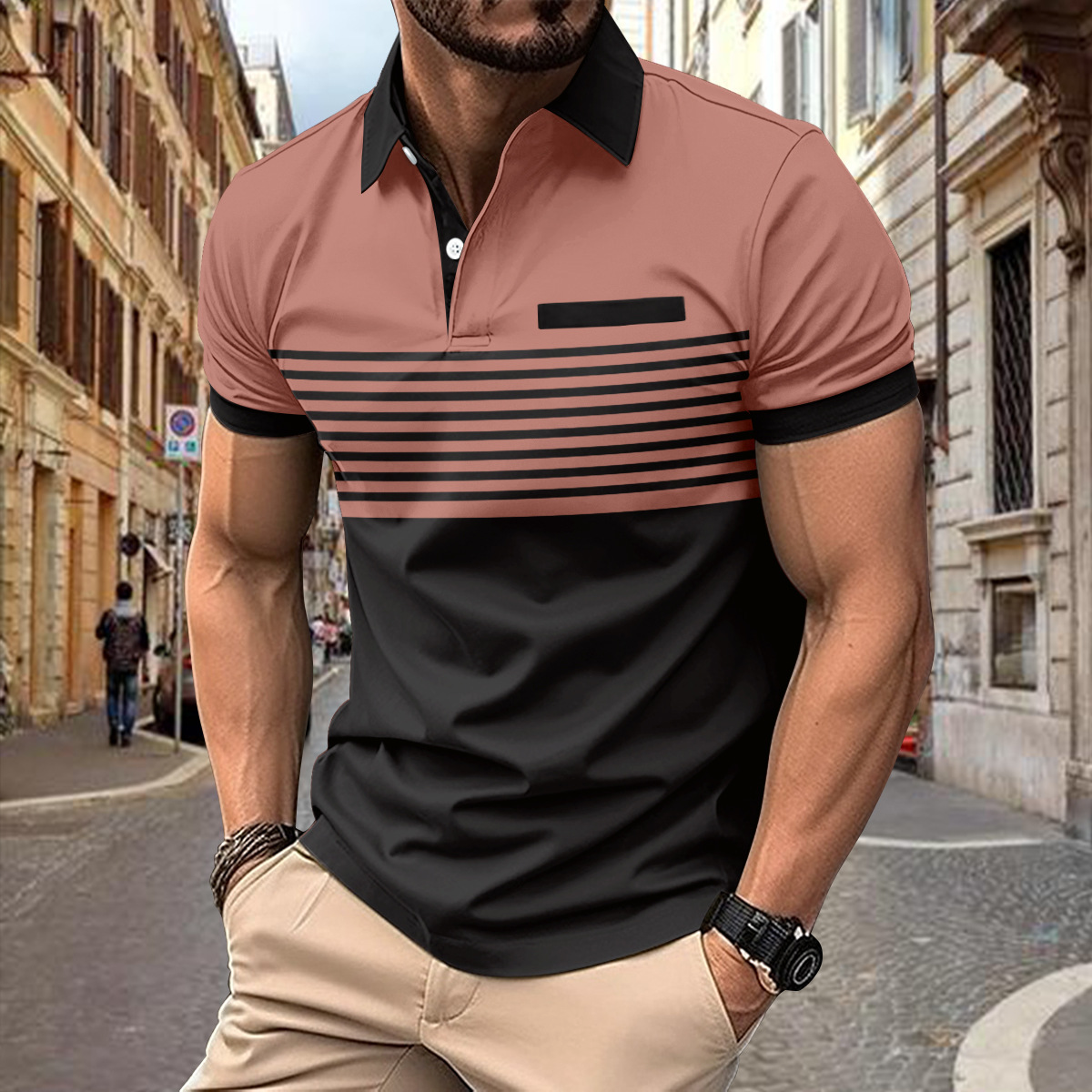Carlo | Herren Kurzarm Poloshirt | Gestreiftes