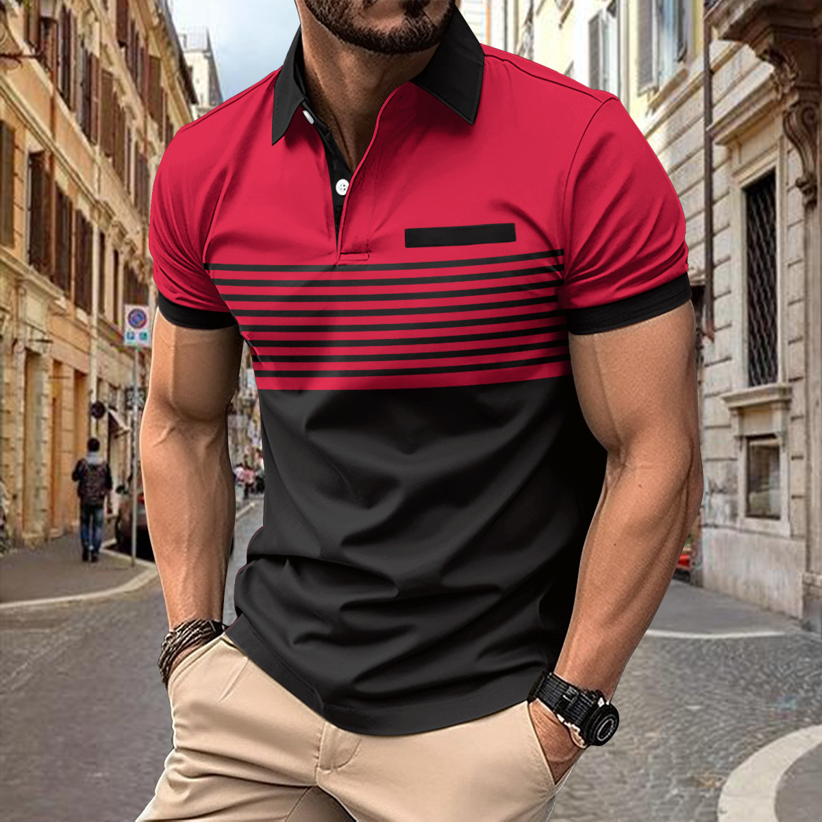 Carlo | Herren Kurzarm Poloshirt | Gestreiftes