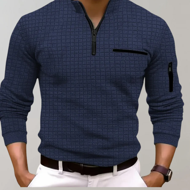Lenox | Herren Pullover mit Reißverschluss | Blau Sweater