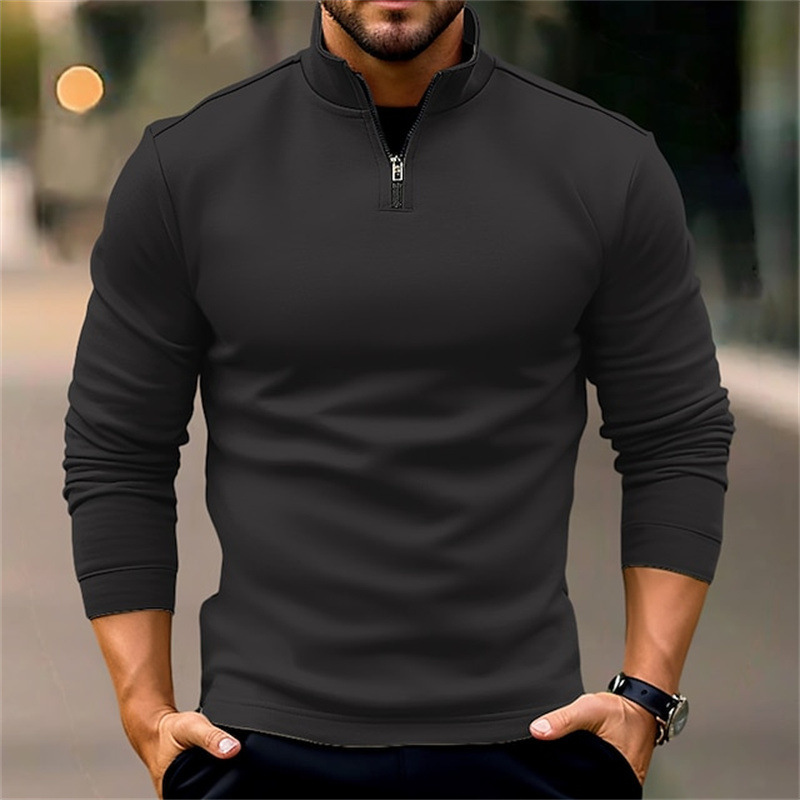Giordan | Herren Pullover mit Reißverschluss | Schwarz Sweater