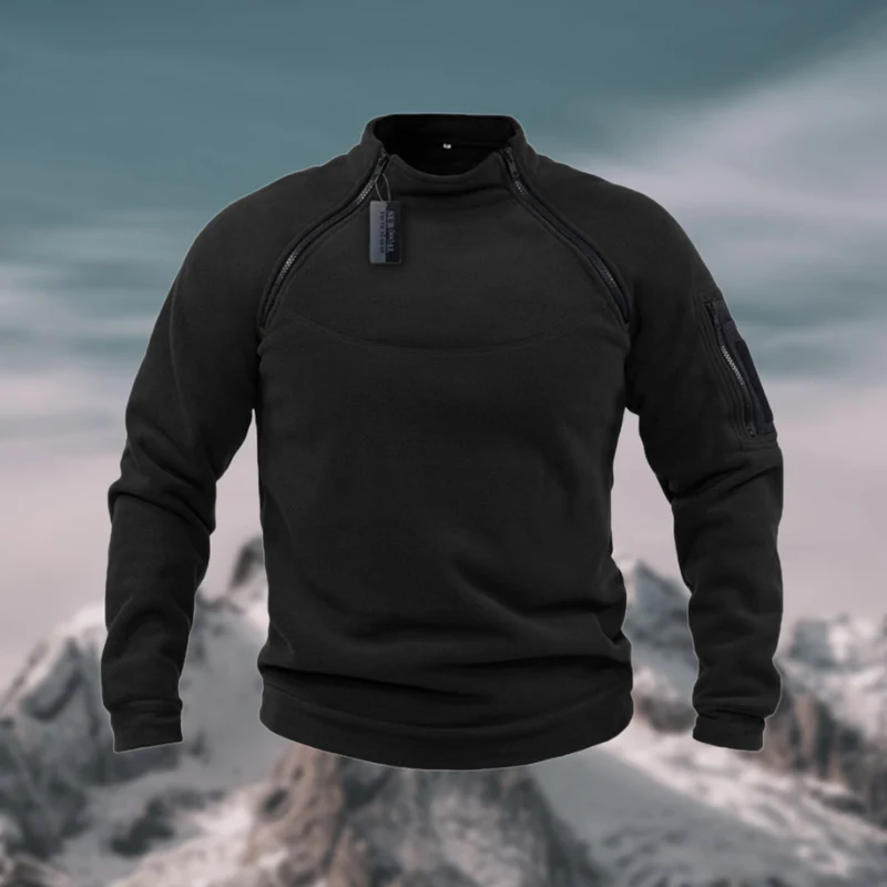 Balduin | Herren Pullover mit Reißverschluss | Schwarz Sweater