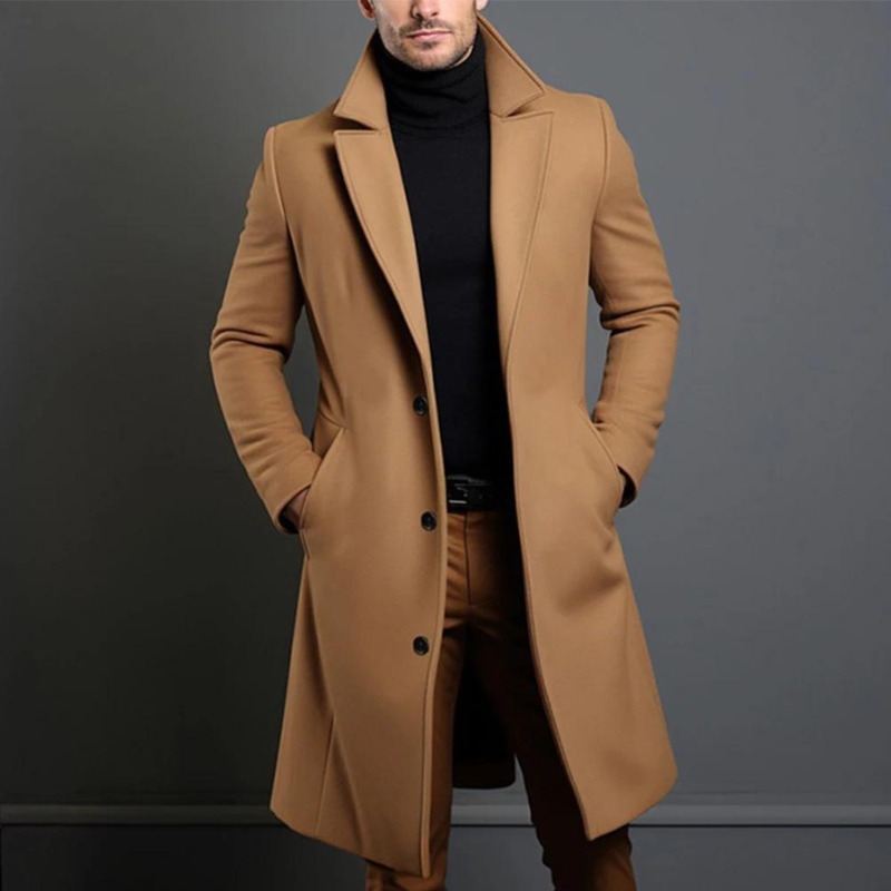Pratt | Herren Schwarz Trenchcoat | Lange Jacke