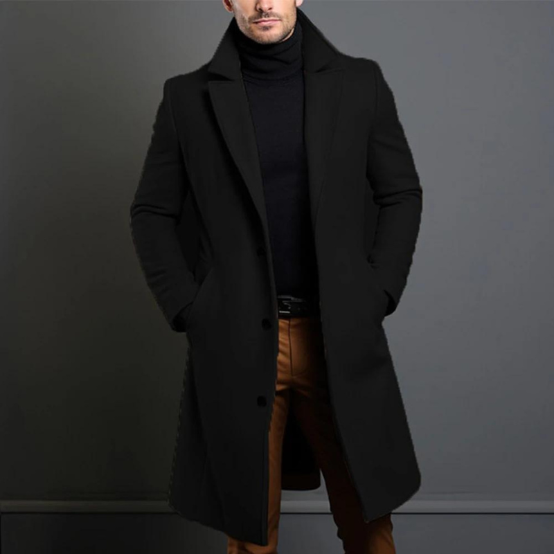 Pratt | Herren Schwarz Trenchcoat | Lange Jacke