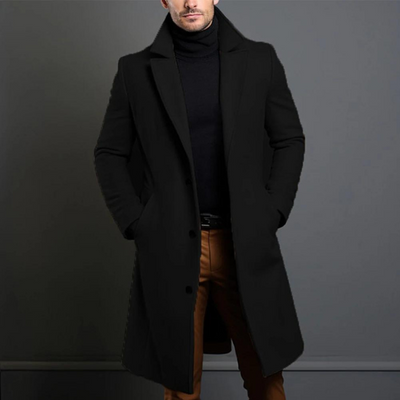 Pratt | Herren Schwarz Trenchcoat | Lange Jacke