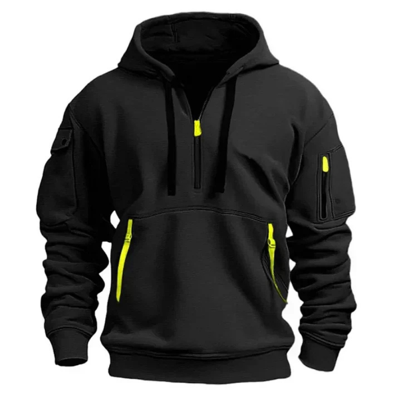 Lawrence | Herren Schwarz Hoodie | Kapuzenpullover mit Reißverschluss