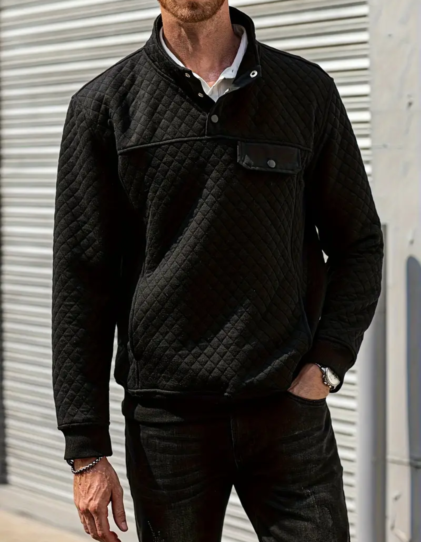 Andreu | Herren Stehkragen Pullover | Schwarzer Sweater