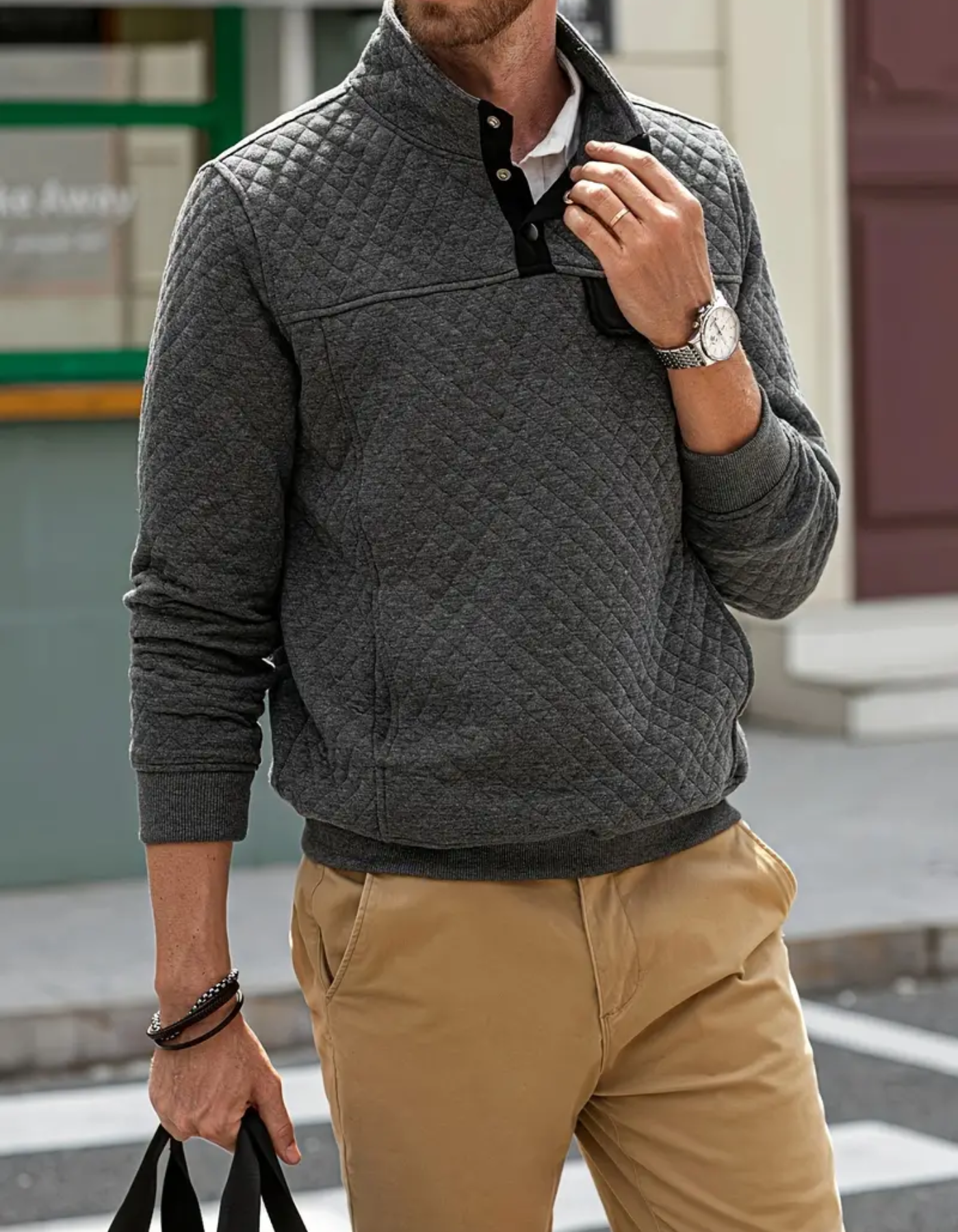 Andreu | Herren Stehkragen Pullover | Schwarzer Sweater