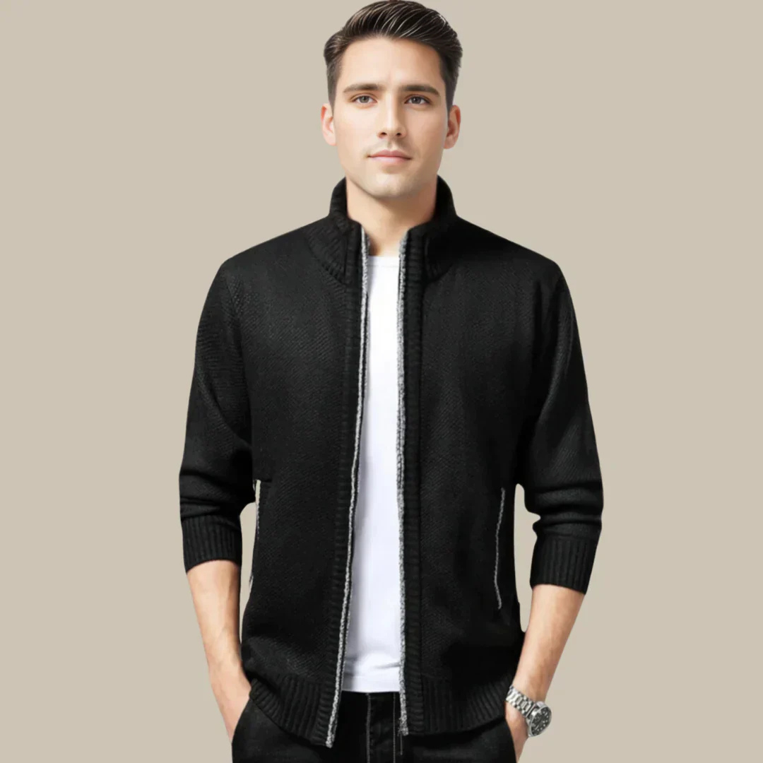 Immanuel | Herren Strickjacke mit Reißverschluss | Grau