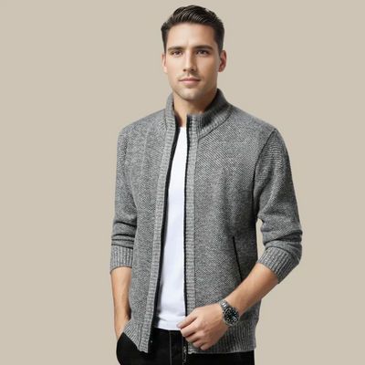 Immanuel | Herren Strickjacke mit Reißverschluss | Grau