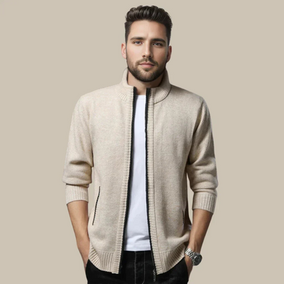 Immanuel | Herren Strickjacke mit Reißverschluss | Grau