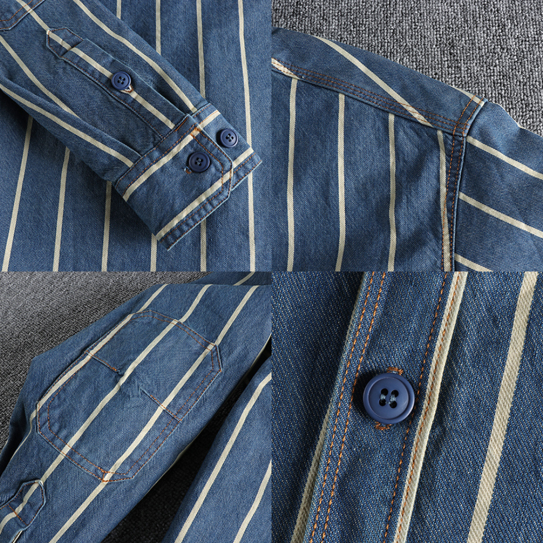 Avelena | Modern Gestreiftes Denim Hemd