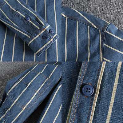 Avelena | Modern Gestreiftes Denim Hemd