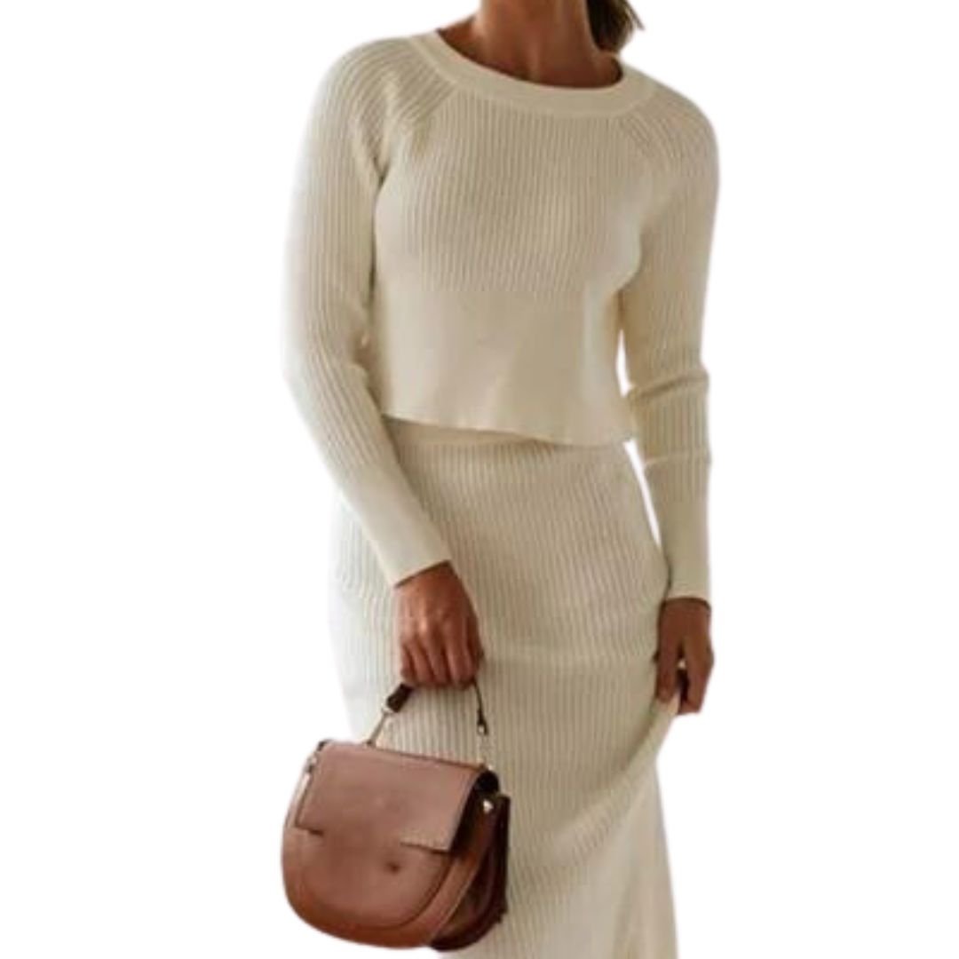Avelena | Modischer Strickpullover mit Rock Set