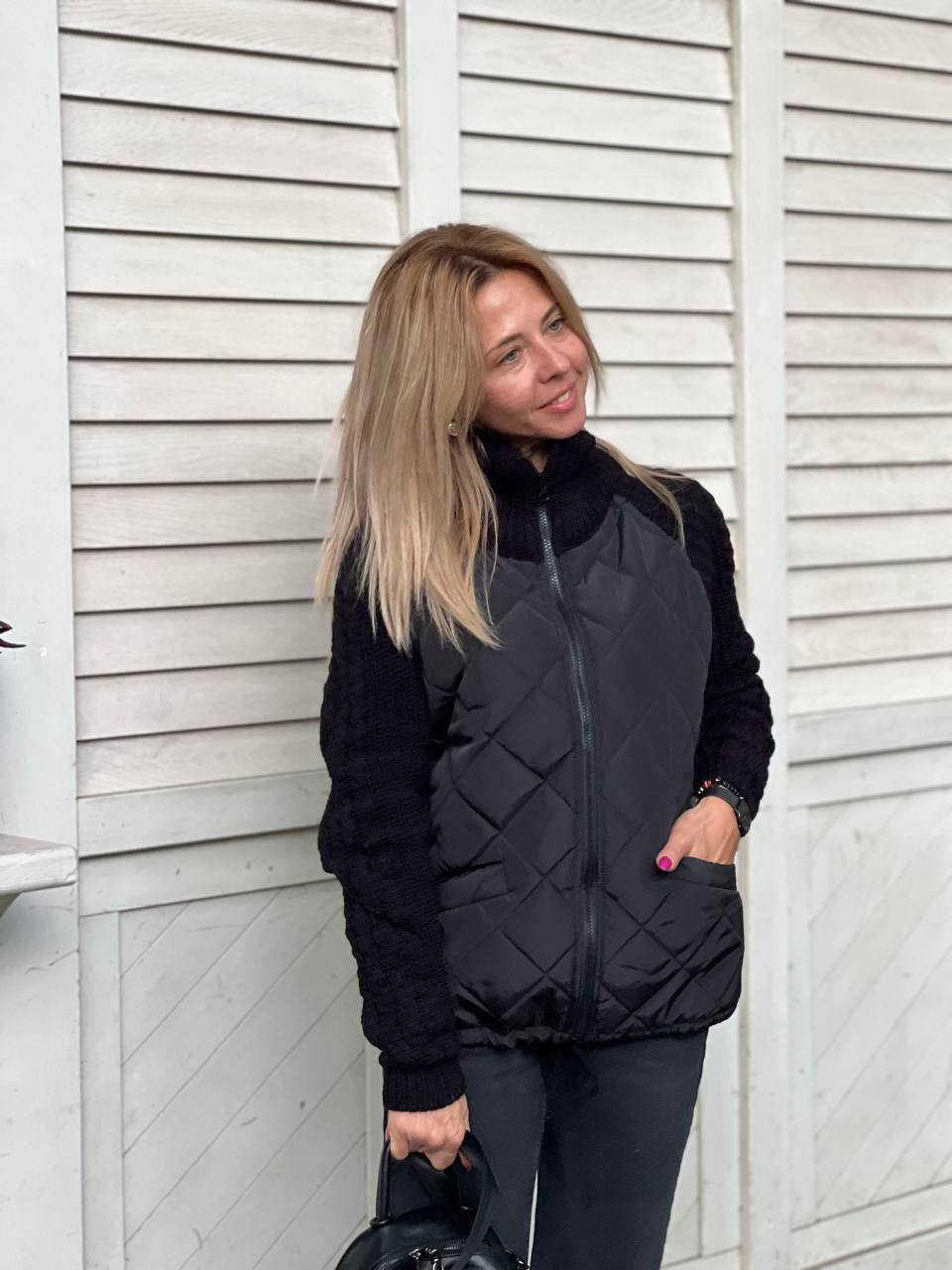 Katrin | Patchwork Jacke mit Stehkragen