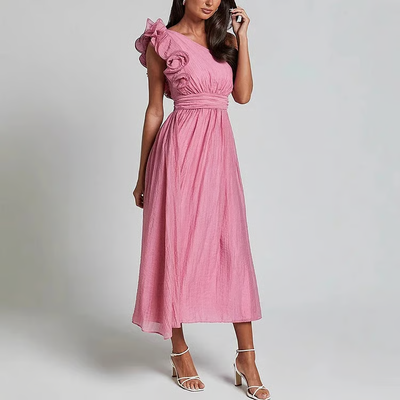 Sommerkleid für Frauen mit schrägem Ausschnitt - Aurenithya