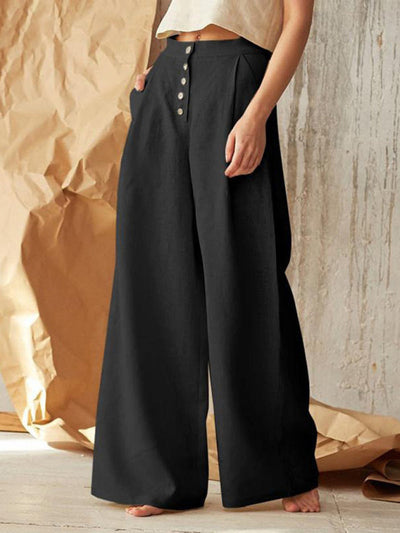 Avelena | Lässige Knopfhose mit Weitem Bein