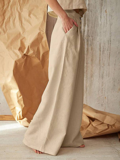 Avelena | Lässige Knopfhose mit Weitem Bein