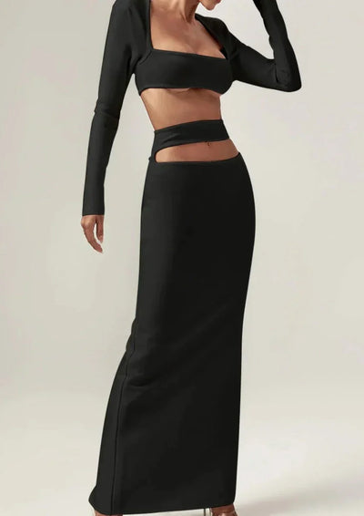 Elegantes Zweiteiler-Set | Sexy Top & Maxi-Rock | Zeitlose Raffinesse