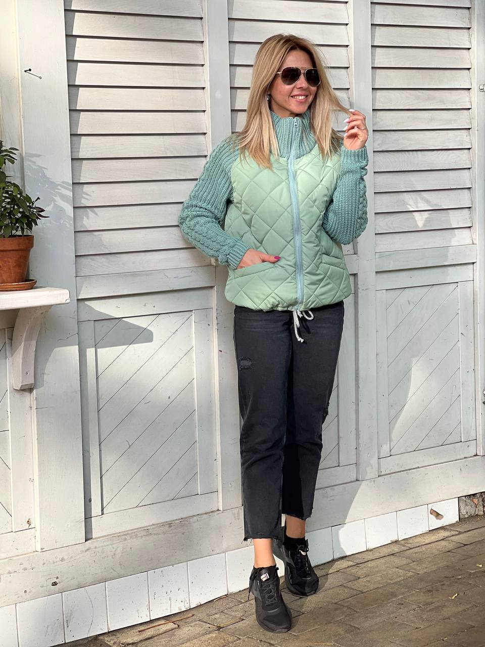 Katrin | Patchwork Jacke mit Stehkragen