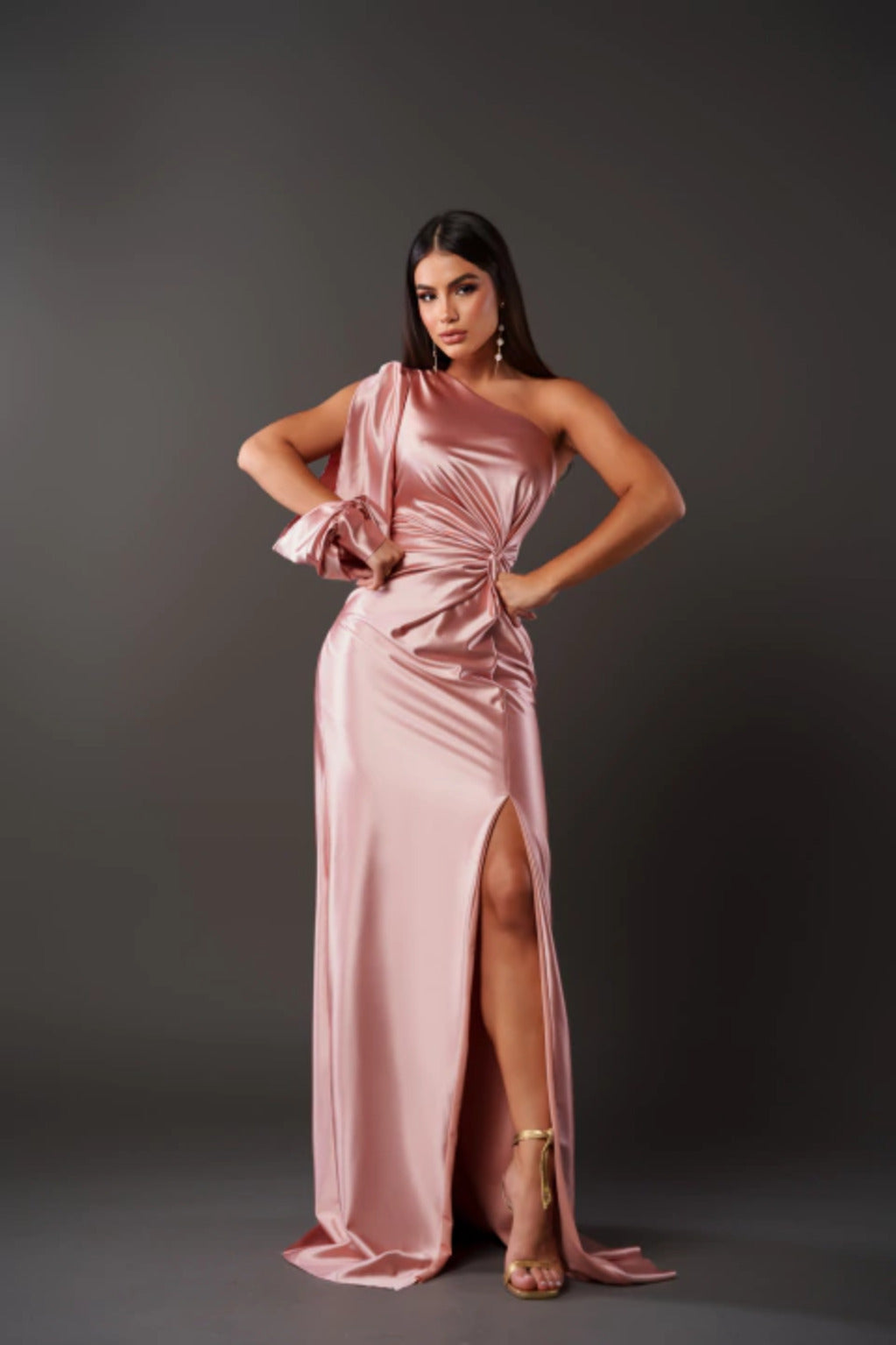 Satin-Ein-Schulter-Abendkleid | Elegant und Glamourös | Figurbetonter Schnitt