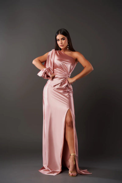 Satin-Ein-Schulter-Abendkleid | Elegant und Glamourös | Figurbetonter Schnitt