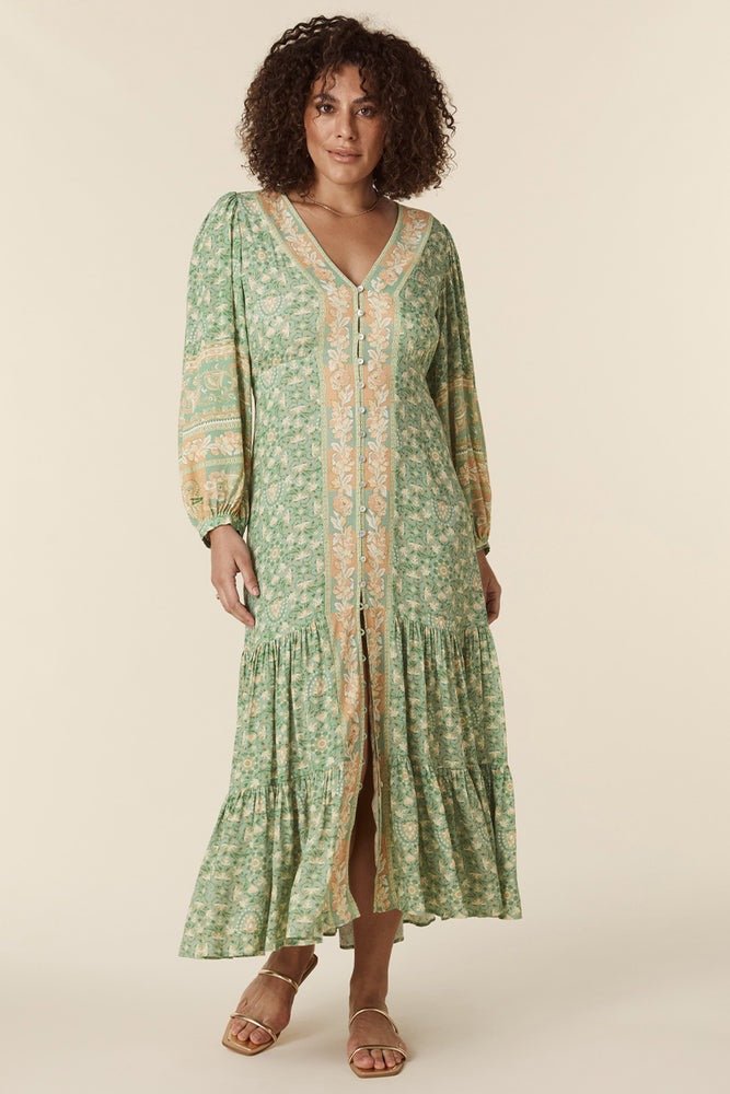 Avelena | Splice Bedrucktes Maxikleid mit Knöpfen