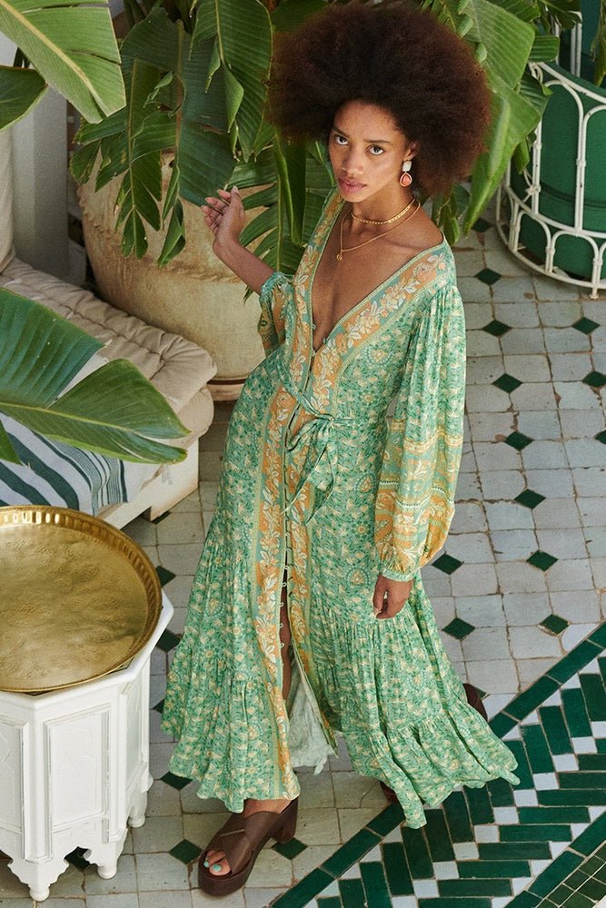 Avelena | Splice Bedrucktes Maxikleid mit Knöpfen
